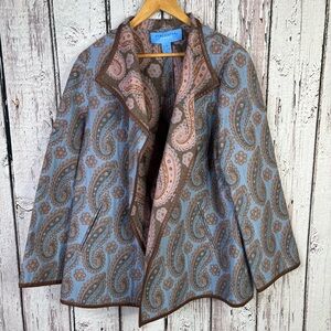 VINTAGE Doncaster‎ Sport Wool Nylon Silk Blend Open Front Jacket Women’s Size 12